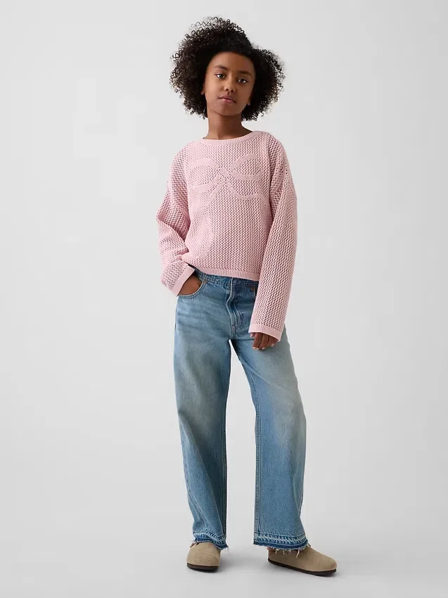 Jerséu infantil de ganchillo oversize con estampado