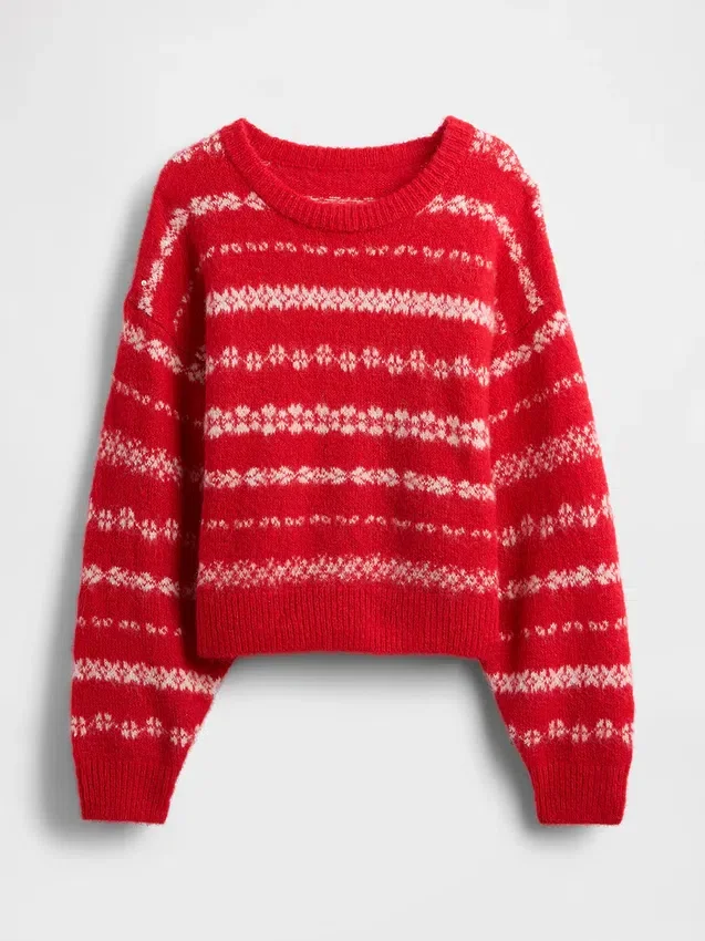 Jerséu oversize de cuello redondo con textura peluda