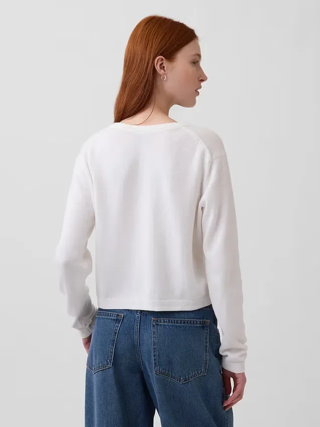 Jerséu tipo cárdigan corto y holgado 100 % algodón
