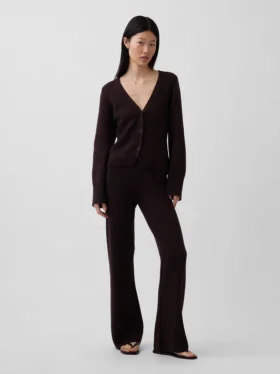 Pantalones de jerséu de talle bajo de mezcla de algodón con corte de bota