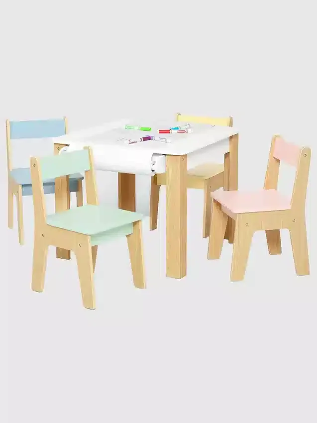 Juego de mesa y 4 sillas para niños pequeños