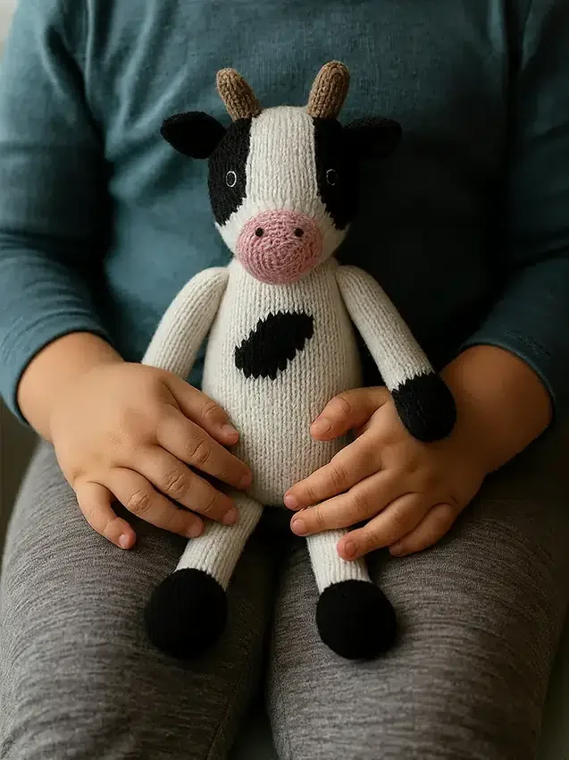 Juguete de punto con forma de vaca