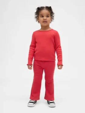 Leggings acampanados con costuras acanaladas para bebés y niños, combinables