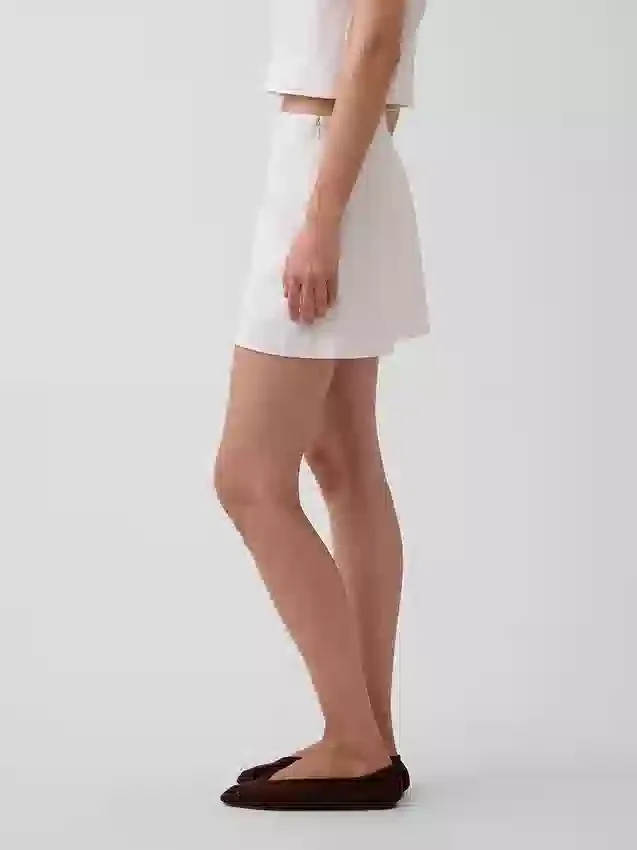 Mini falda-pantalón de mezcla de lino