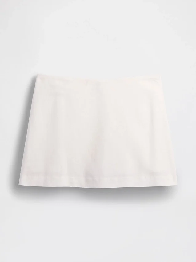 Mini falda-pantalón de mezcla de lino