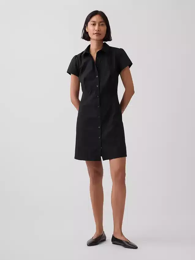 Mini vestido camisero con cintura imperio