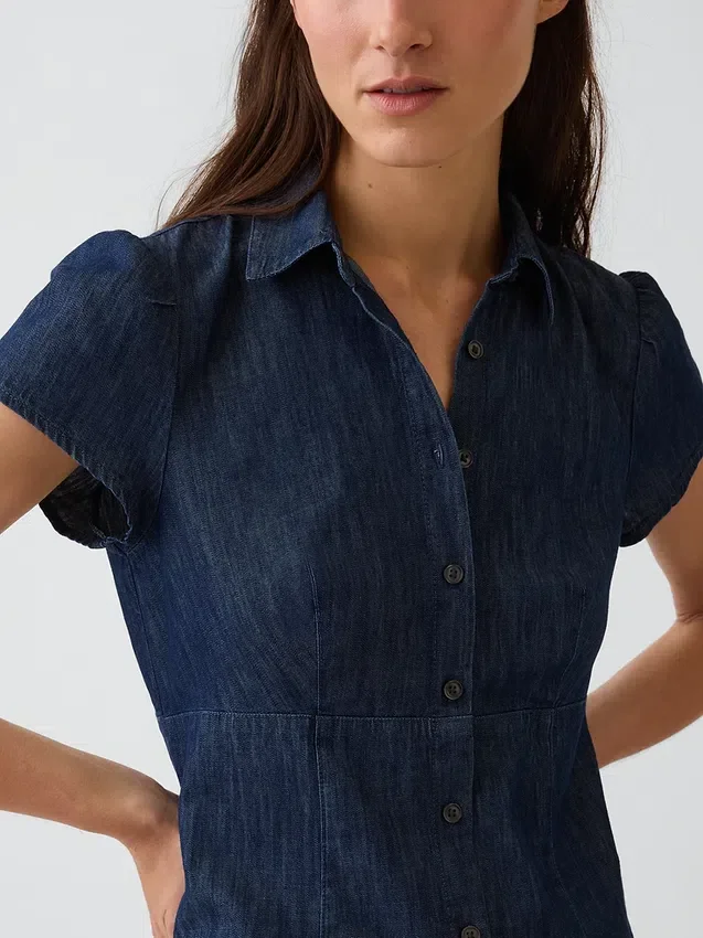 Mini vestido camisero con cintura imperio