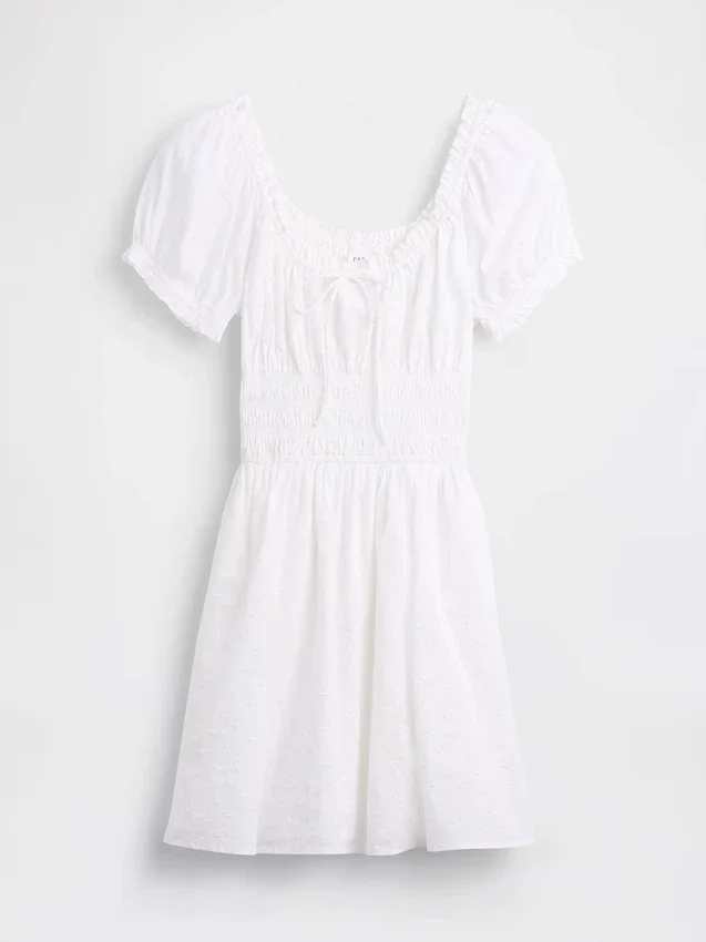Mini vestido con cintura fruncida