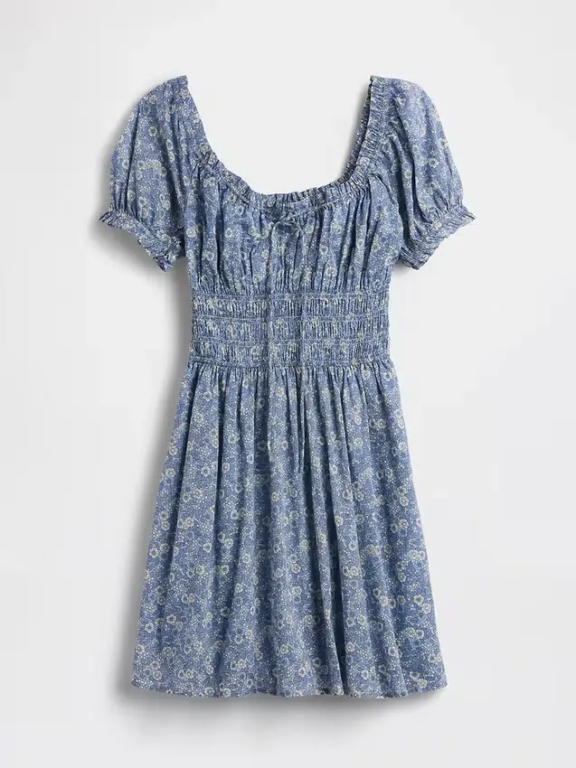 Mini vestido con cintura fruncida