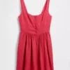 Mini vestido de cintura baja en mezcla de lino