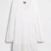 Mini vestido de jerséu de punto pointelle