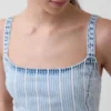 Mini vestido de mezclilla a rayas ultrasuave con cintura baja