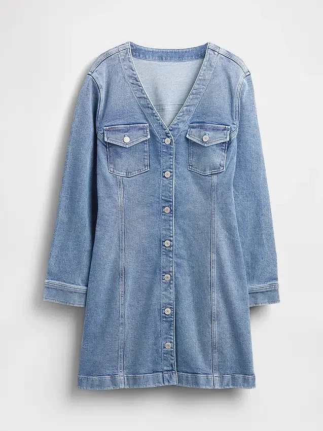 Mini vestido de mezclilla con bolsillos