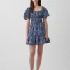 Mini vestido de popelín con mangas con volantes