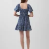 Mini vestido de popelín con mangas con volantes