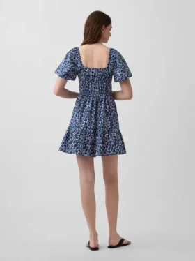 Mini vestido de popelín con mangas con volantes