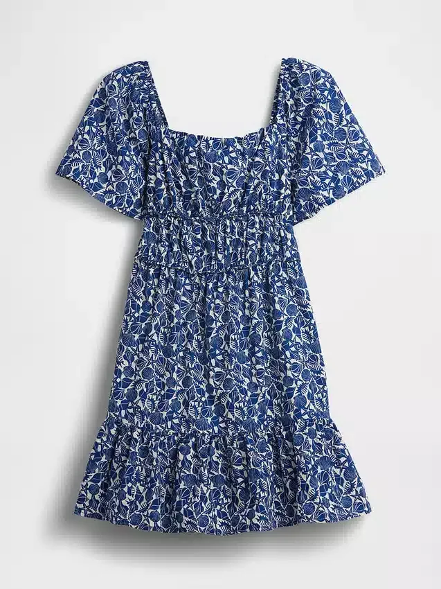 Mini vestido de popelín con mangas con volantes