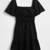 Mini vestido de popelín con mangas con volantes