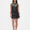 Mini vestido recto de cuero vegano