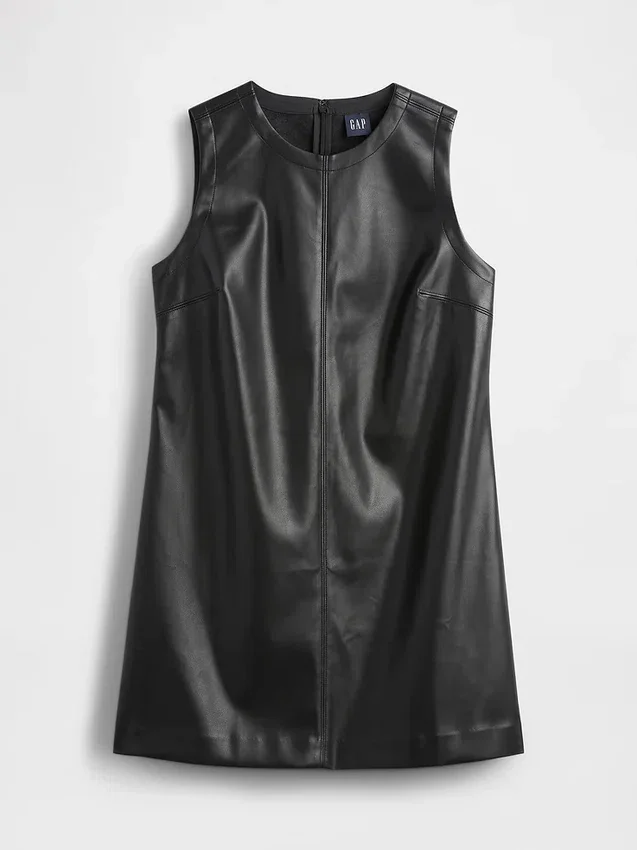 Mini vestido recto de cuero vegano