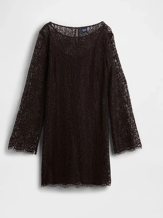 Mini vestido recto de encaje