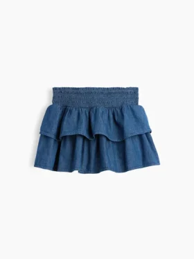 Minifalda-pantalón de mezclilla con fruncido para niños