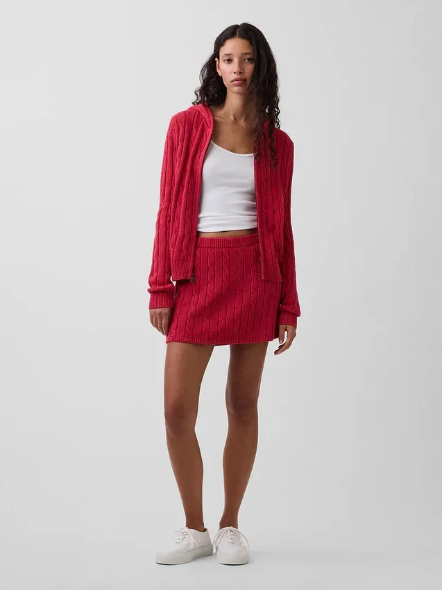 Minifalda-pantalón de punto trenzado 100 % algodón