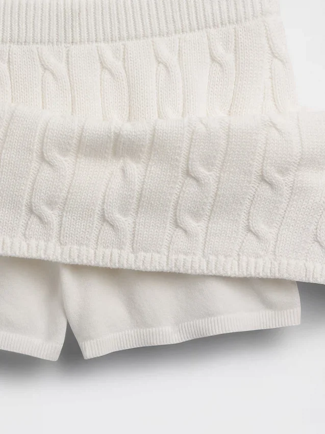 Minifalda-pantalón de punto trenzado 100 % algodón