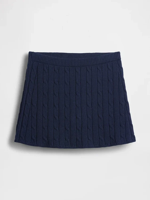 Minifalda-pantalón de punto trenzado 100 % algodón