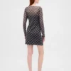 Minivestido de malla con cuello de barco