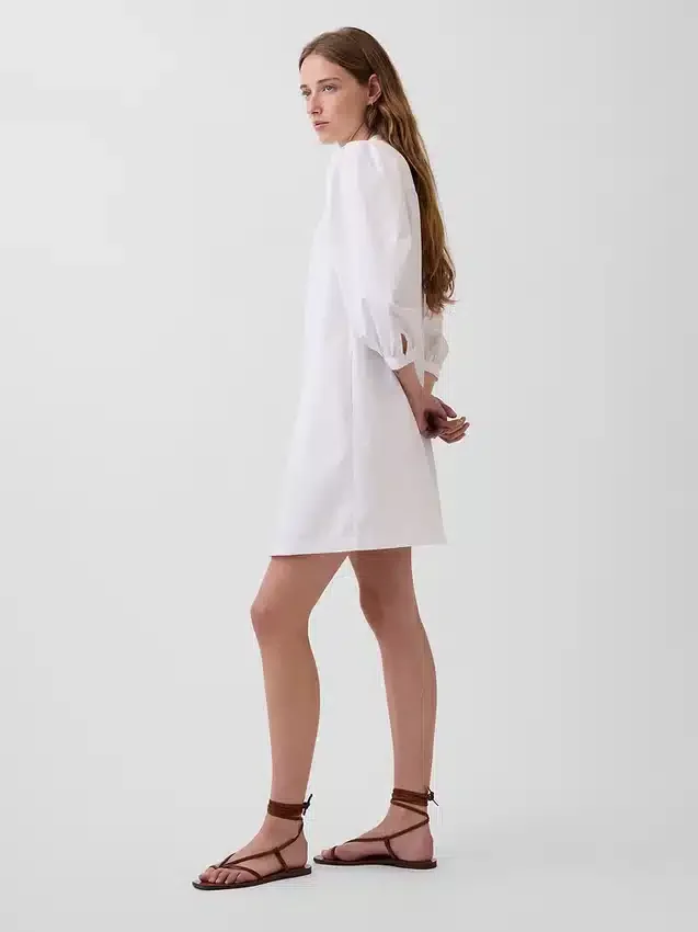 Minivestido de popelín estilo Henley