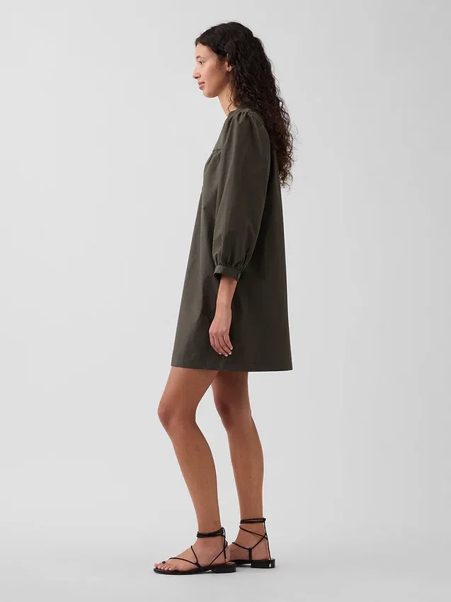 Minivestido de popelín estilo Henley