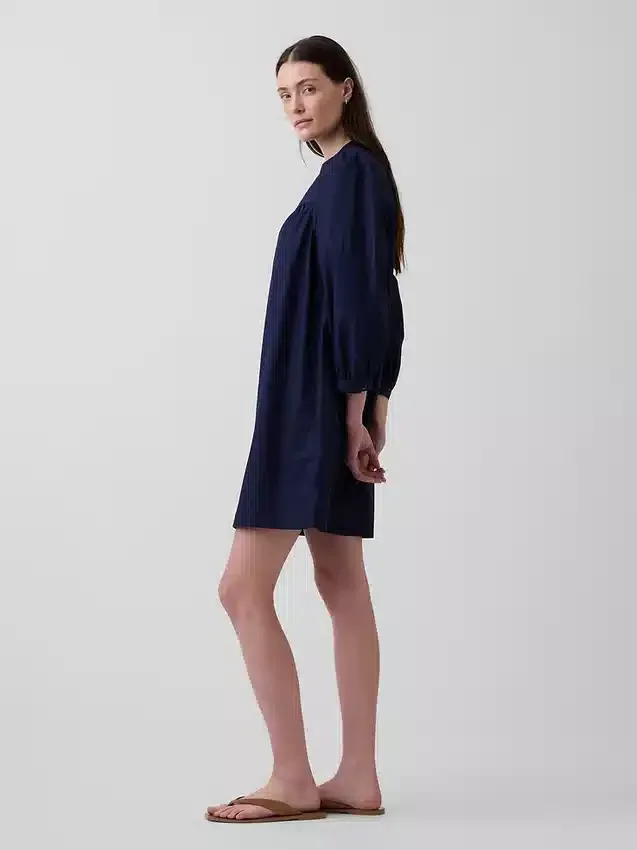 Minivestido de popelín estilo Henley