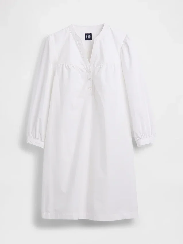 Minivestido de popelín estilo Henley
