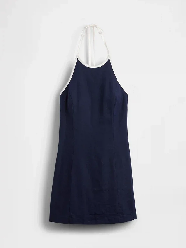 Minivestido halter de mezcla de lino