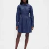 Minivestido tipo camisa plisado