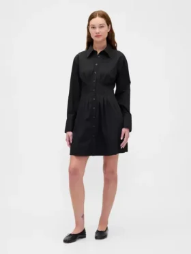 Minivestido tipo camisa plisado