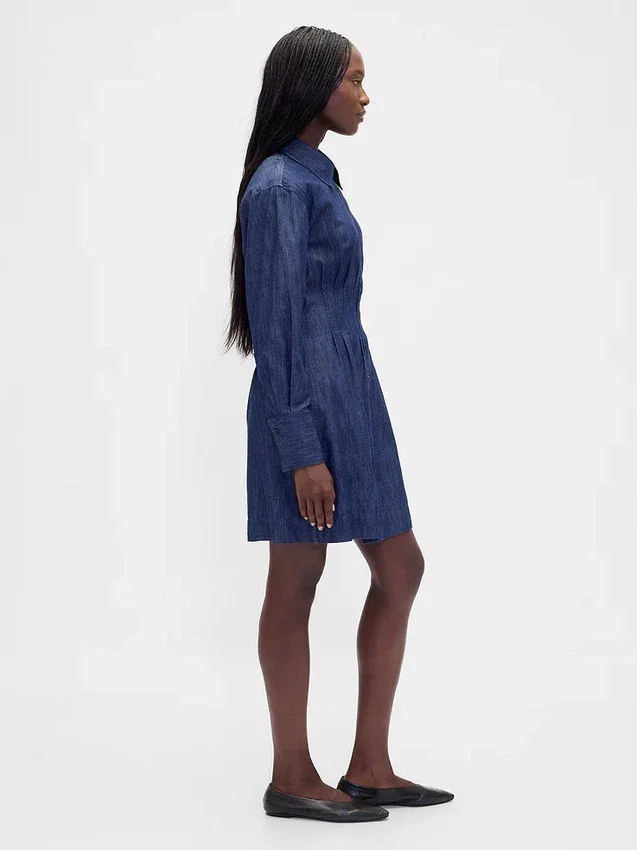 Minivestido tipo camisa plisado
