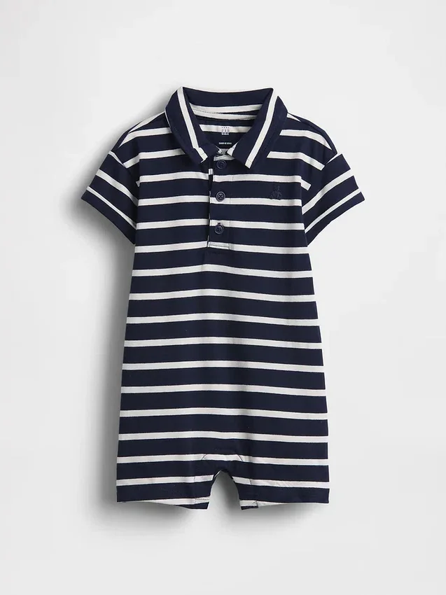 Mono corto de jersey estilo polo para bebé