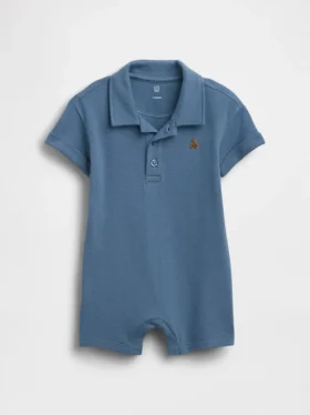 Mono corto tipo polo de piqué para bebé