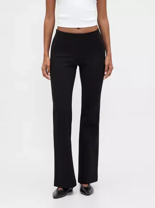 Pantalones acampanados de doble tejido de talle bajo