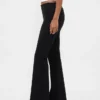 Pantalones acampanados de doble tejido de talle bajo