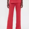 Pantalones acampanados de mezcla de lino de talle bajo