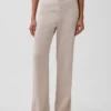 Pantalones acampanados de mezcla de lino de talle bajo