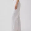 Pantalones acampanados de mezcla de lino de talle bajo