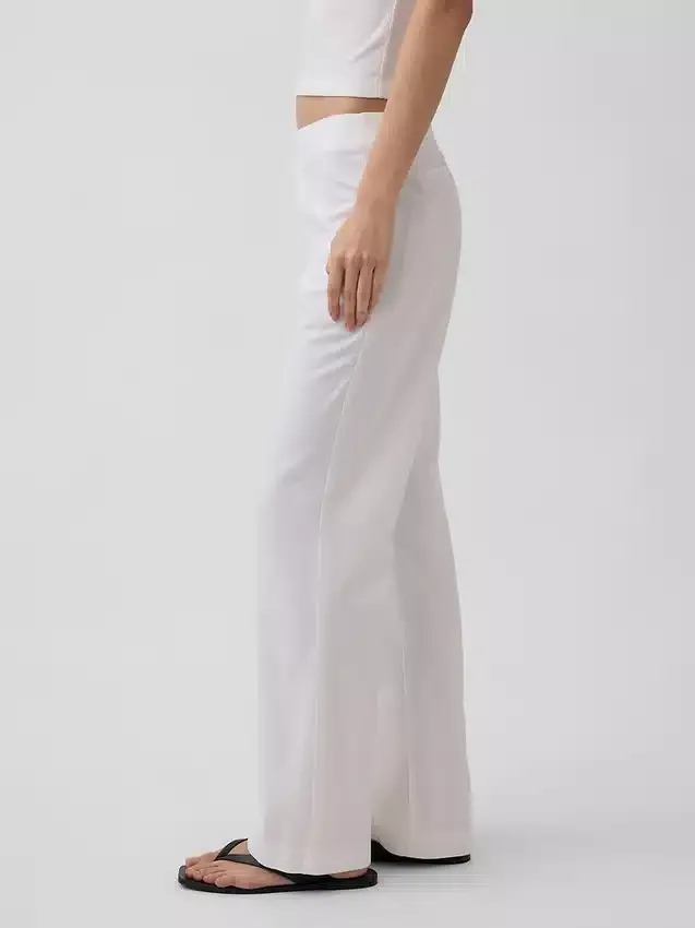 Pantalones acampanados de mezcla de lino de talle bajo