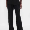 Pantalones acampanados de mezcla de lino de talle bajo