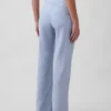 Pantalones acampanados de mezcla de lino de talle bajo