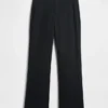 Pantalones acampanados de mezcla de lino de talle bajo