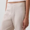 Pantalones acampanados de mezcla de lino de talle bajo